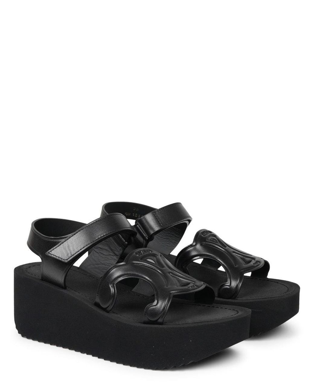 Céline Black Sunny Leather Sandals With 6 Cm Heel