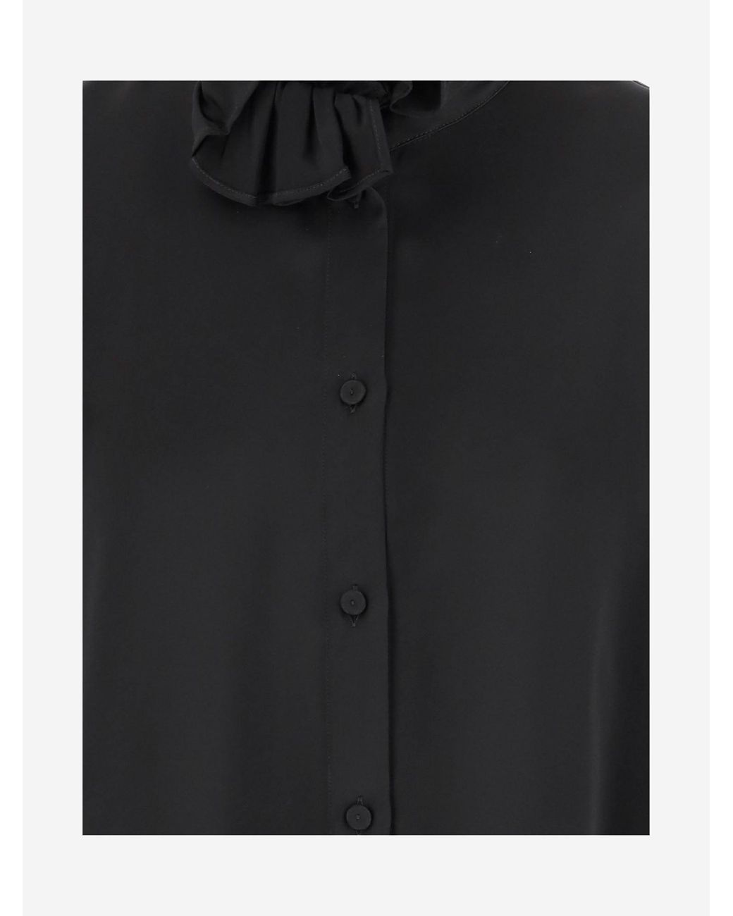 Jil Sander Black Viscose Ruffle Shirt