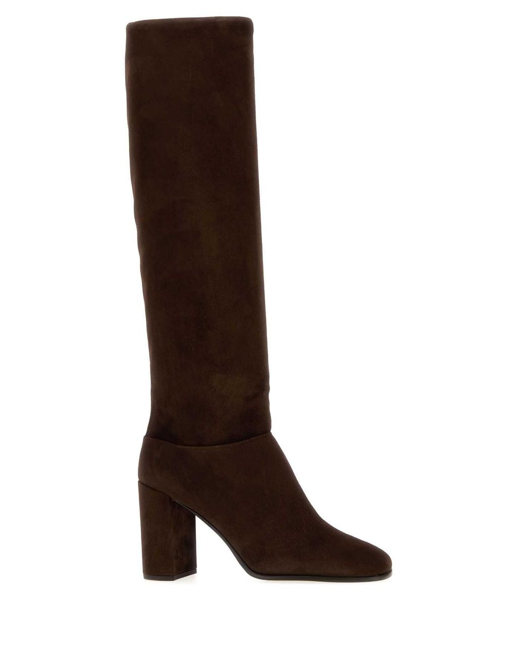 Prada Brown Dark Suede Ankle Boots With 9 Cm Heel