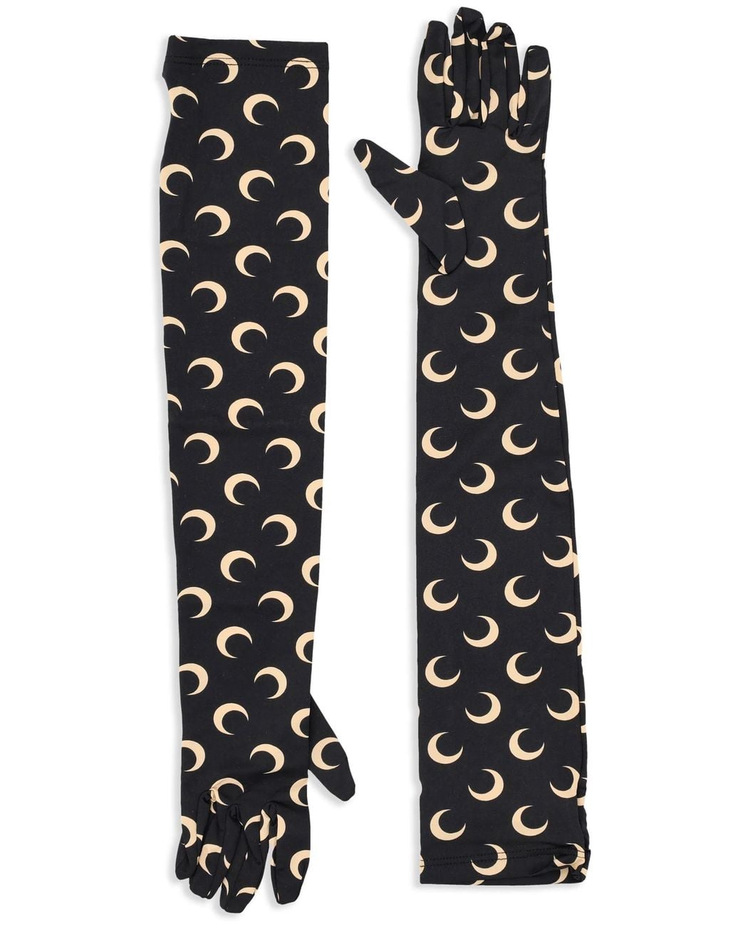 MARINE SERRE Black Moon Printed Jersey Long Gloves