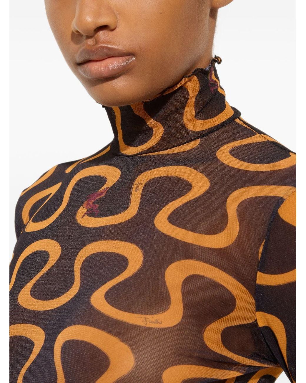 Emilio Pucci Brown Printed Turtle Neck Sweater