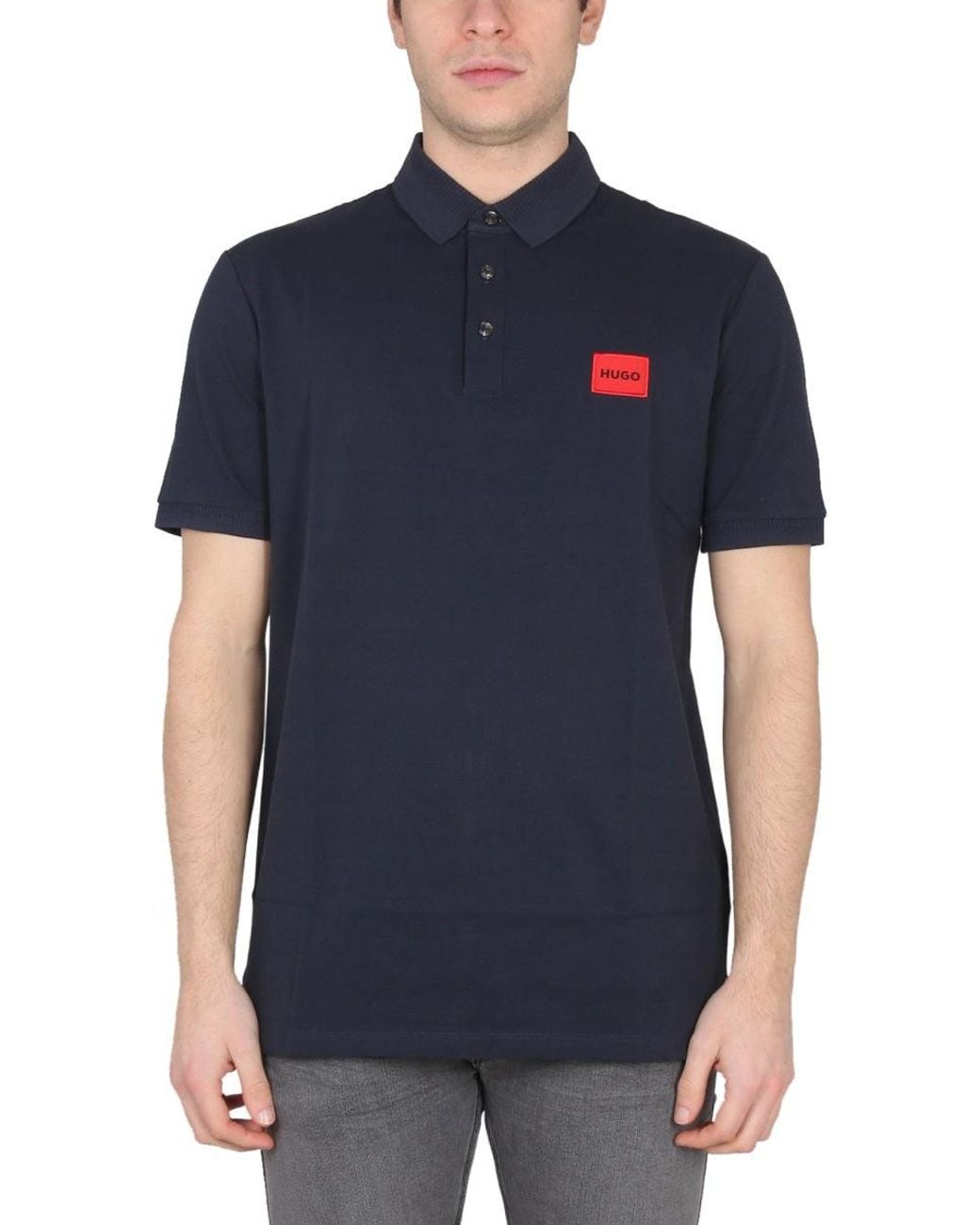 HUGO Blue Polo Con Patch Logo