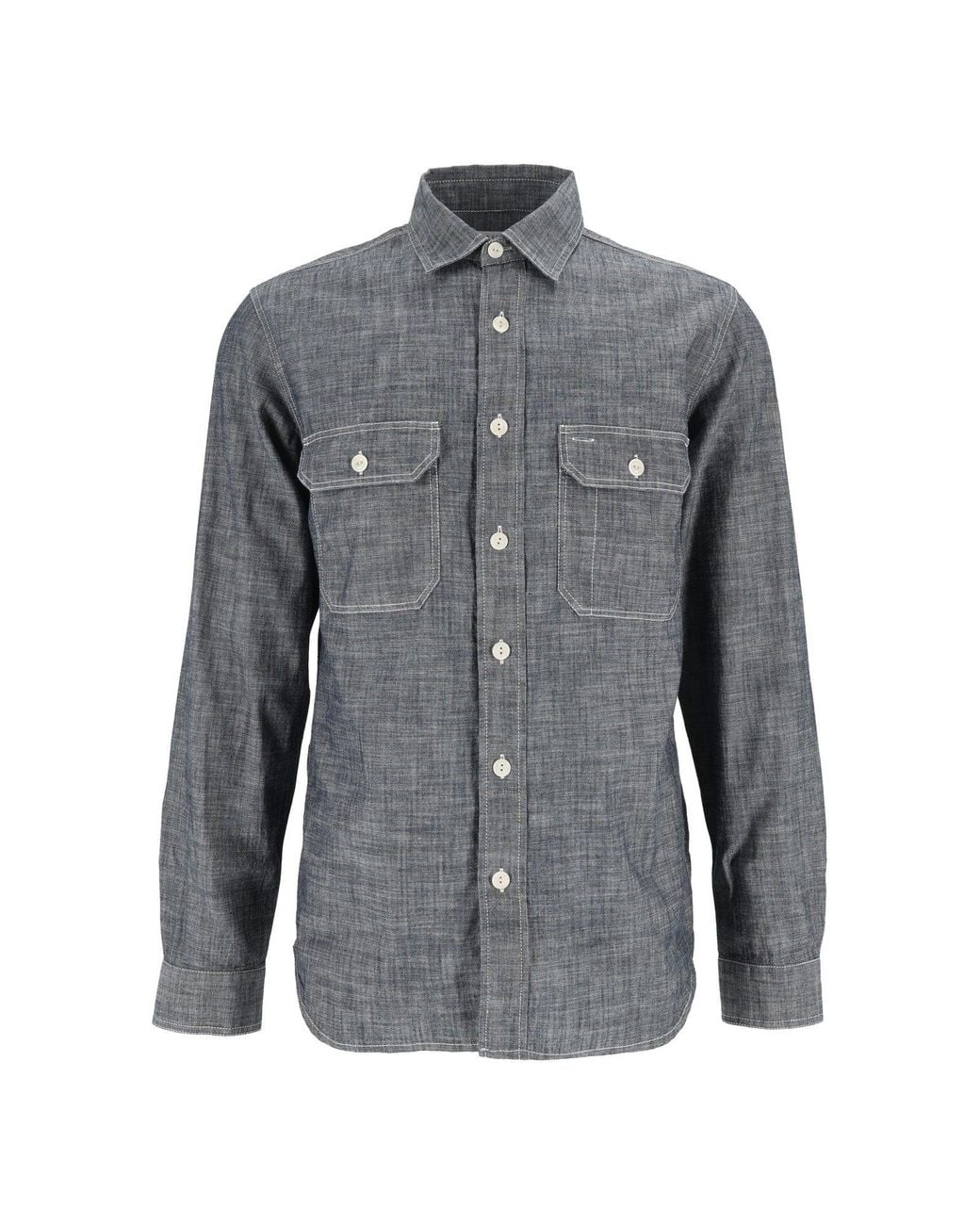 Tela Genova Gray Emilio Raw Chambray Shirt for men