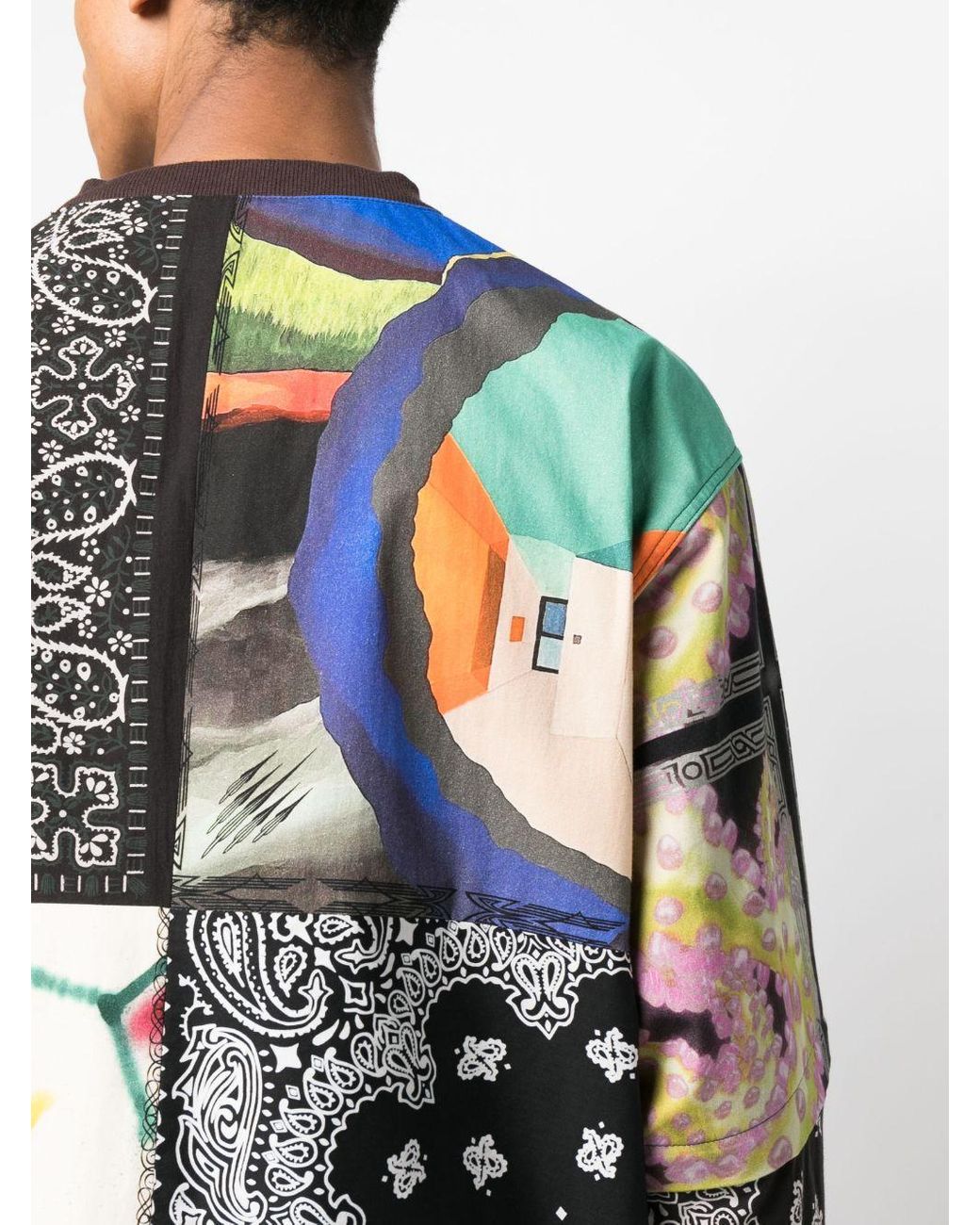 Children of the discordance Natural Patchwork Pattern-Print Cotton Jumper for men