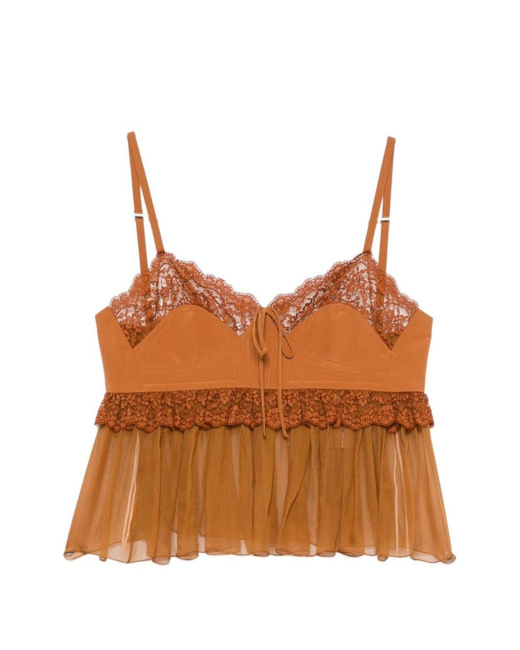 Chloé Brown Silk Laced Top