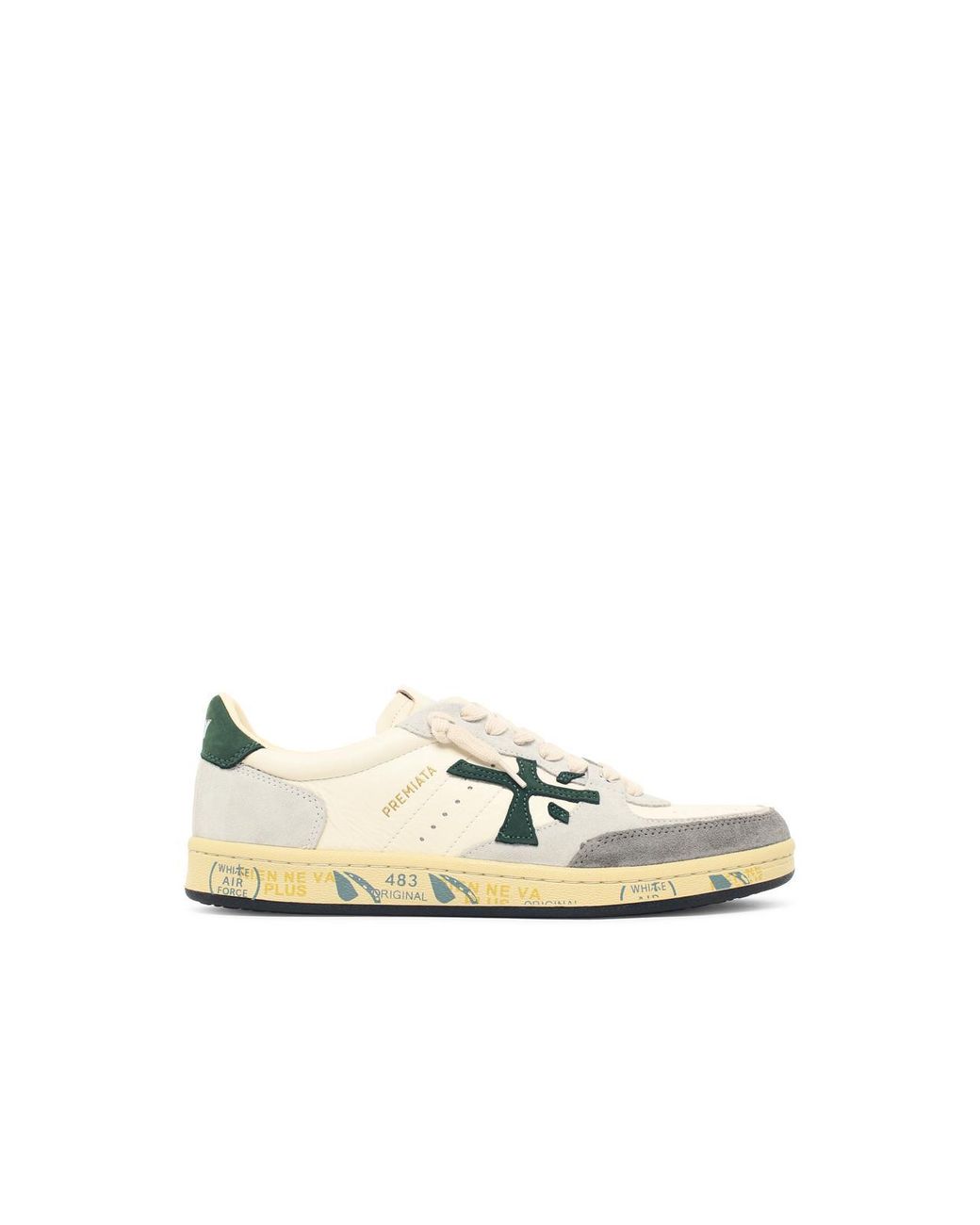 Premiata White Bskt Clay Leather Sneakers for men
