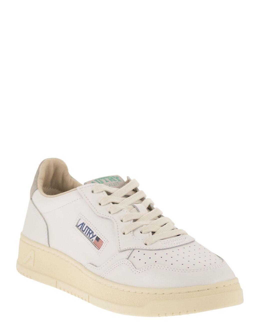 Autry White Medalist Low Leather Trainers With Suede Details