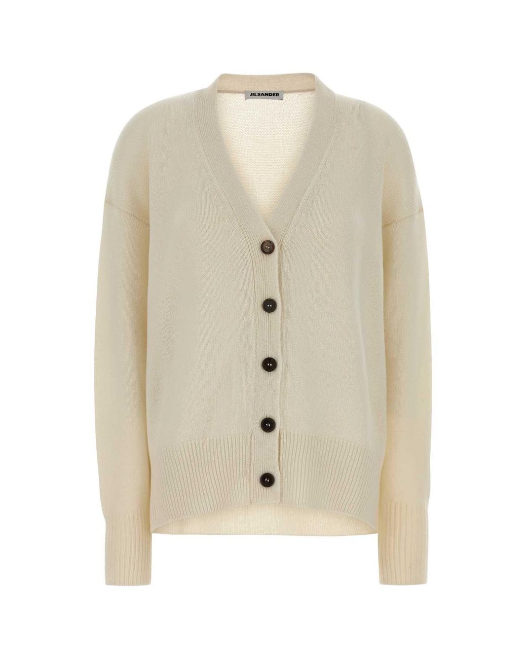 Jil Sander Natural Ivory Cashmere Oversize Cardigan