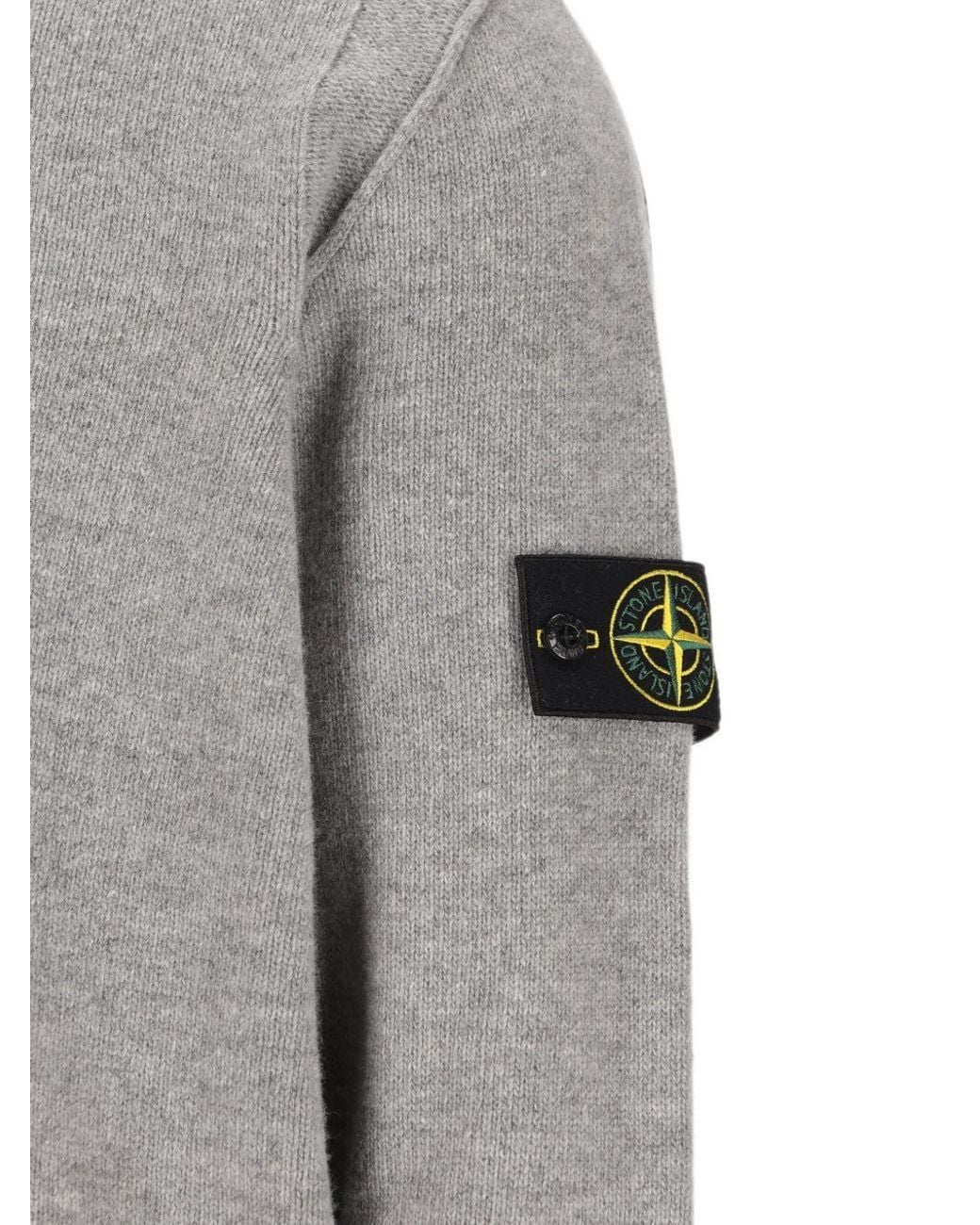 Stone Island Gray Wool Turtle-Neck Sweater