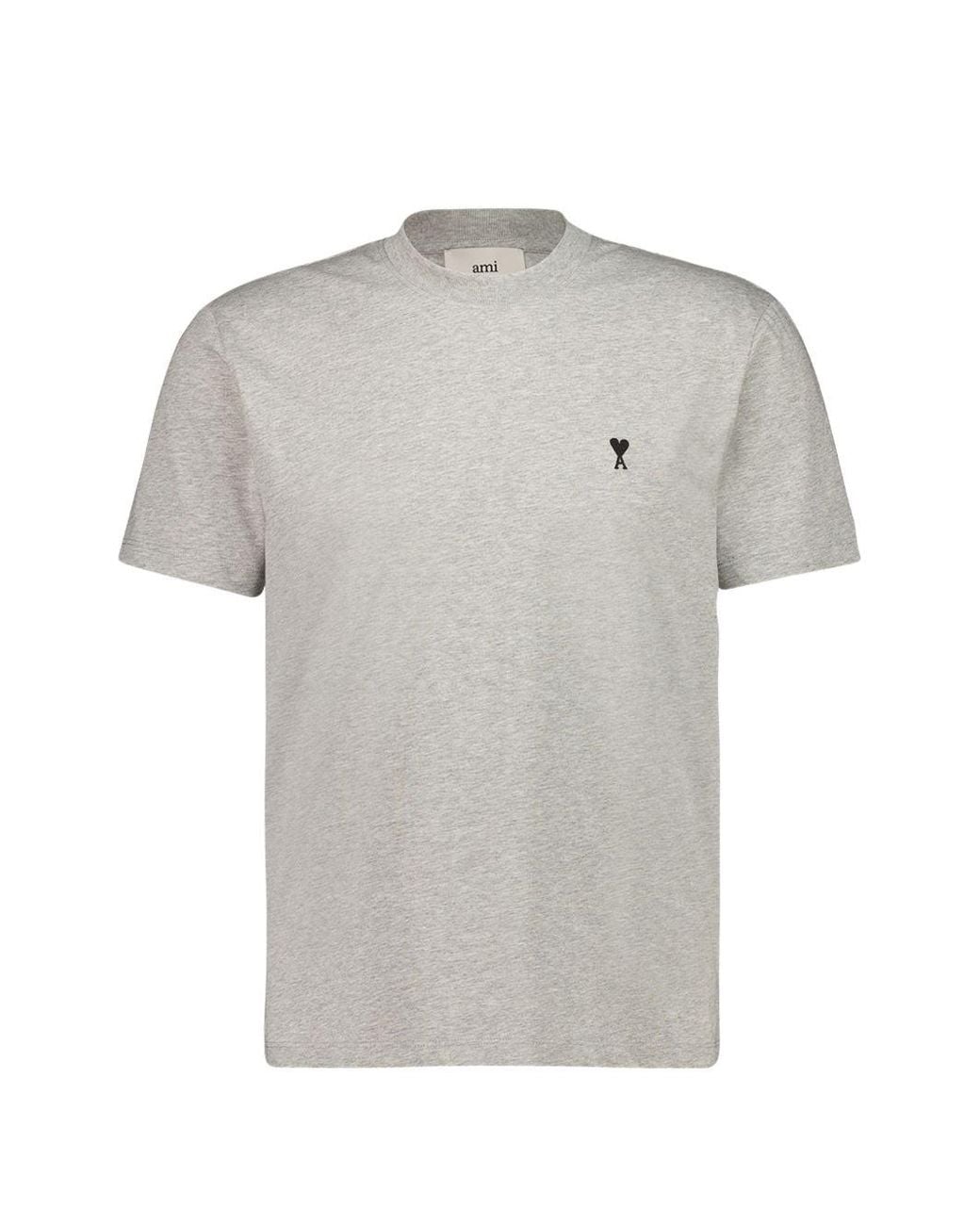 AMI Gray Ami De Coeur Cotton T Shirt