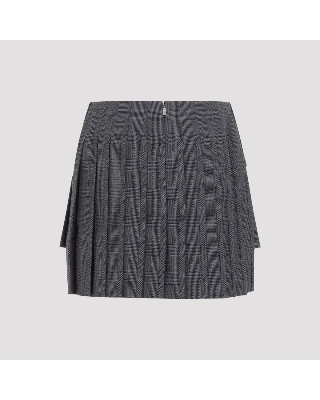 Thom Browne Black Low Rise Mini Narrow Pleated Skirt