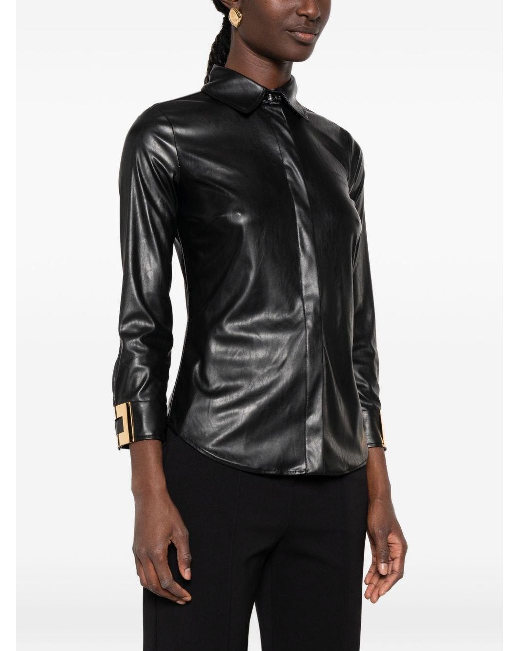 Elisabetta Franchi Black Faux Leather Shirt