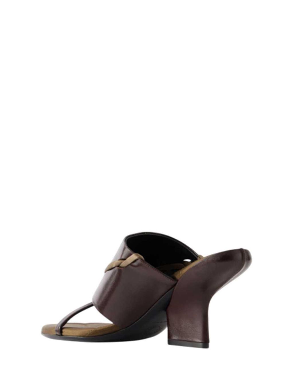 Dries Van Noten Brown Leather Slippers With Satin Trim