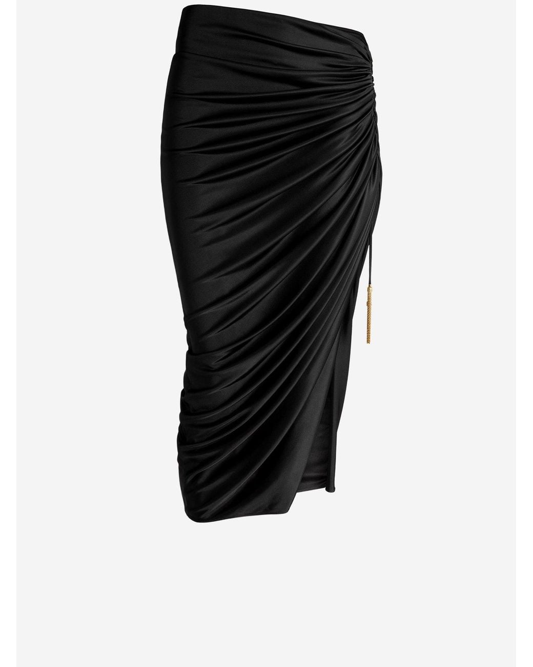 Balmain Black Midi Skirt With Slit