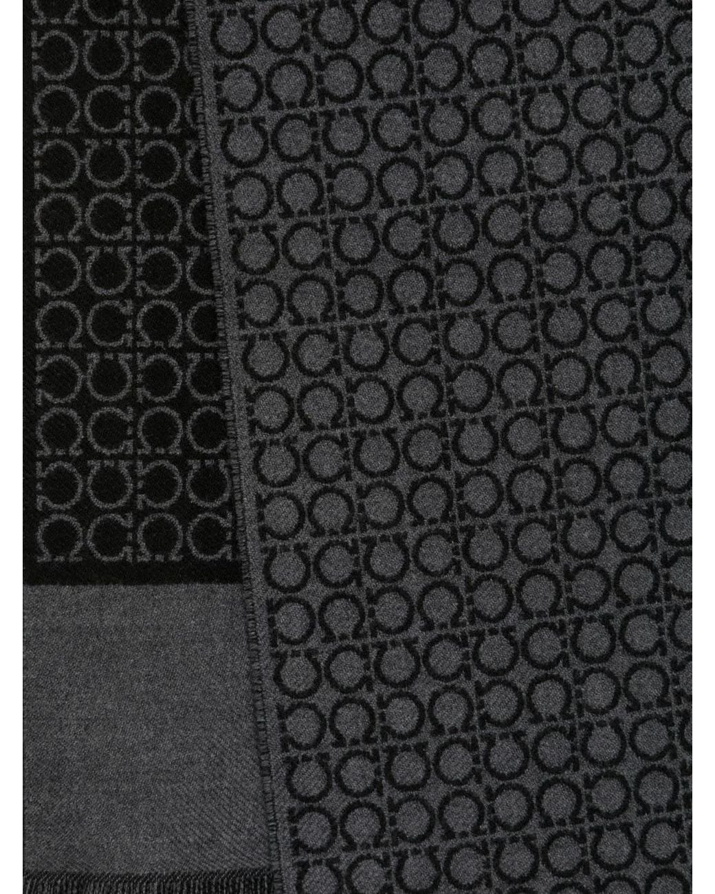 Ferragamo Gray Gancini Wool Scarf