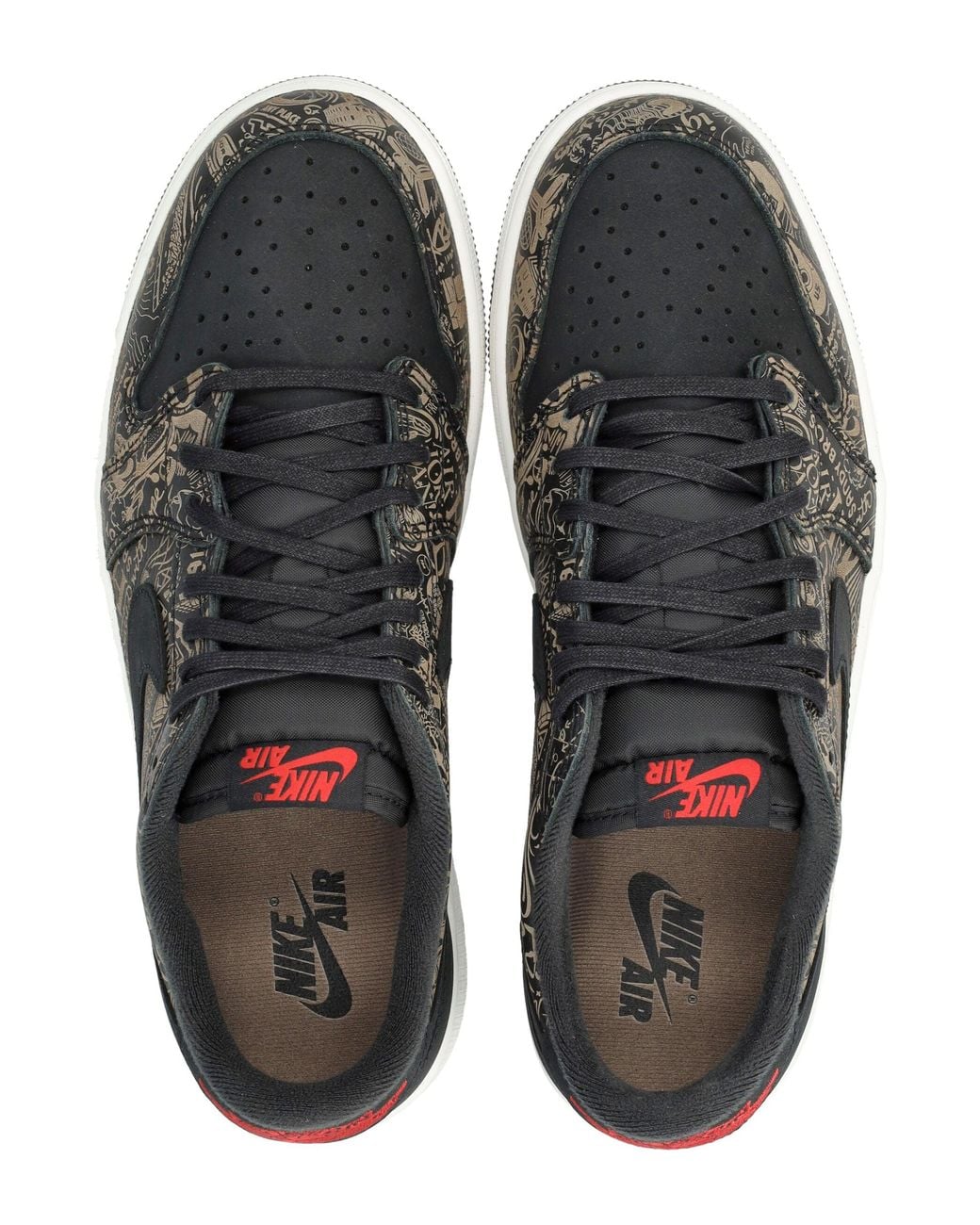 Nike Black Jordan Air Jordan 1 Low Og Laser-Graphic Premium Leather Sneakers for men