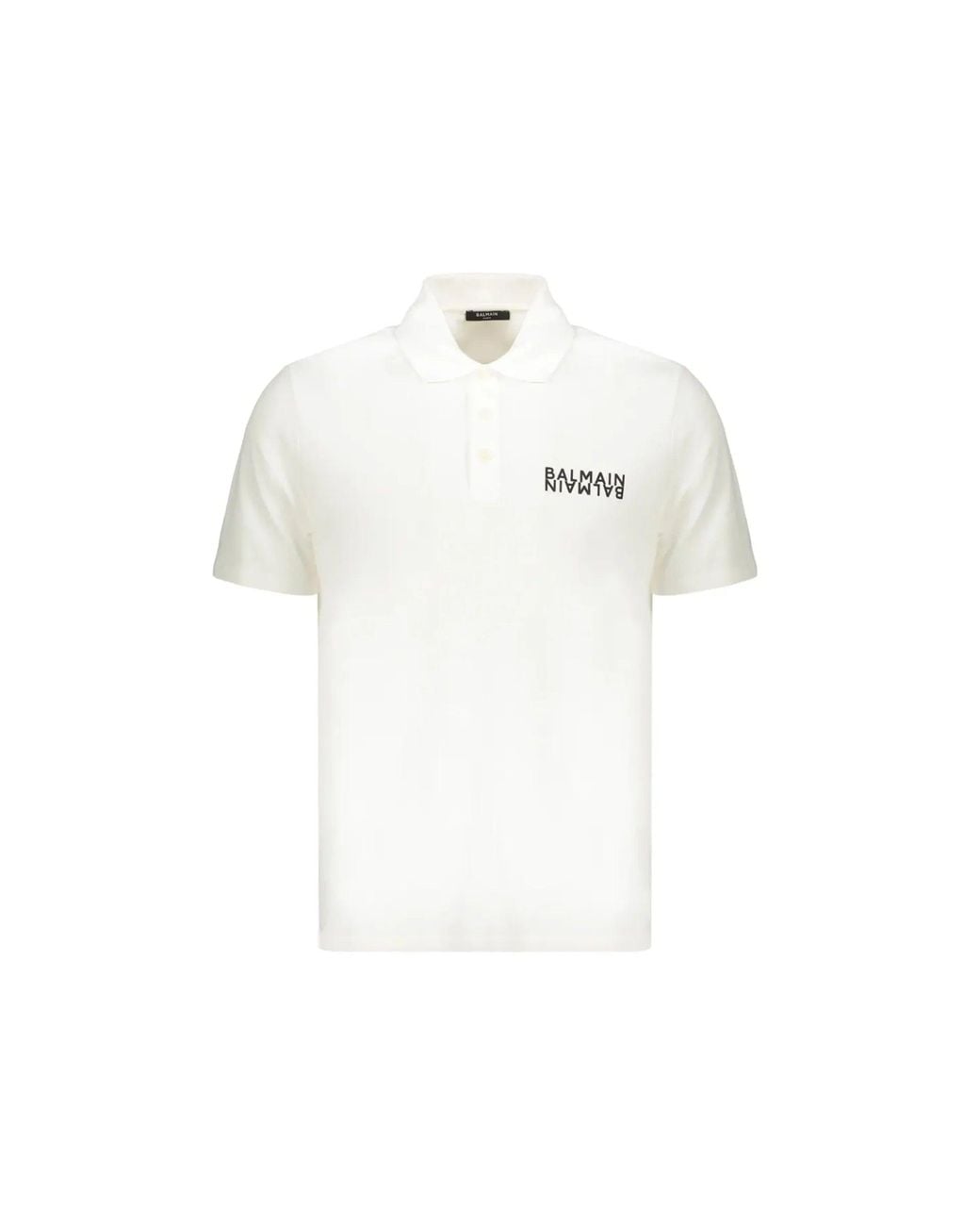 Balmain White Cotton Polo Shirt for men