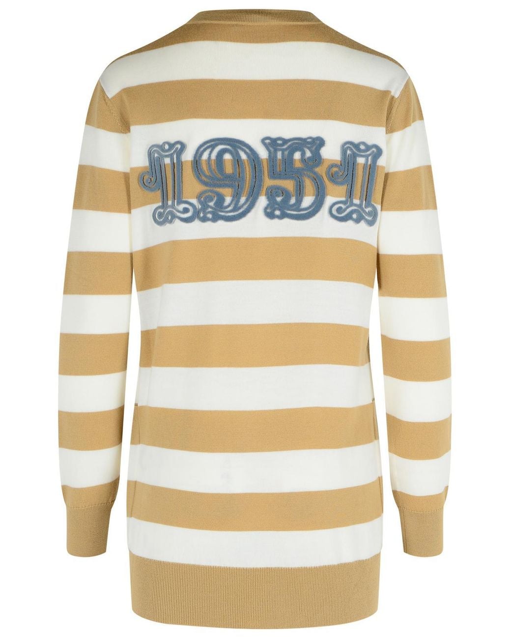 Max Mara Metallic 'Fiemme' Virgin Wool Sand Cardigan