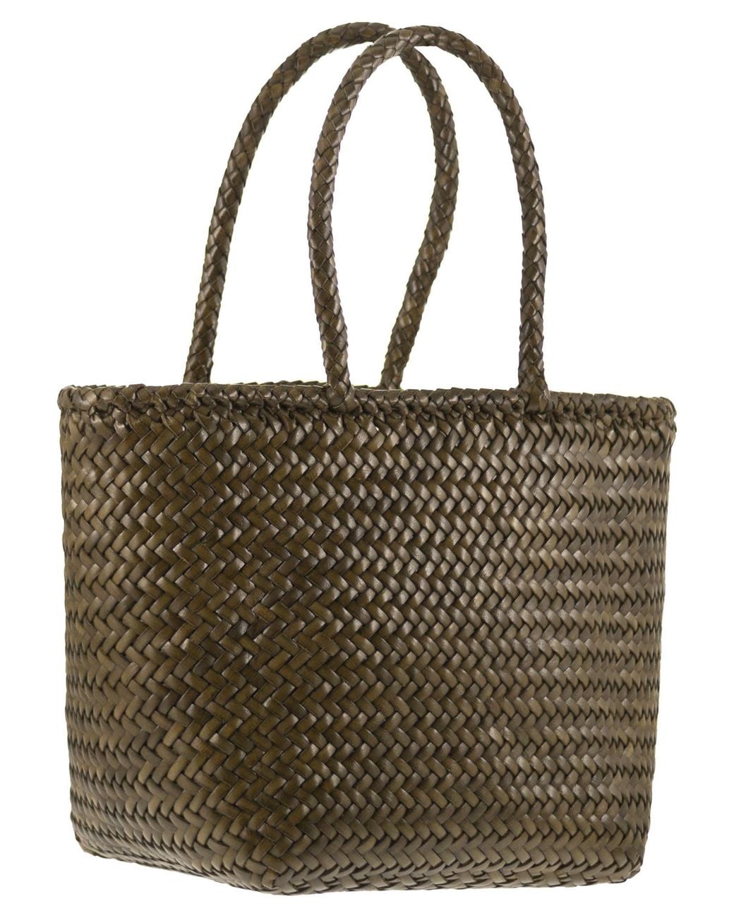 Dragon Brown Grace Basket Small Woven Leather Bag