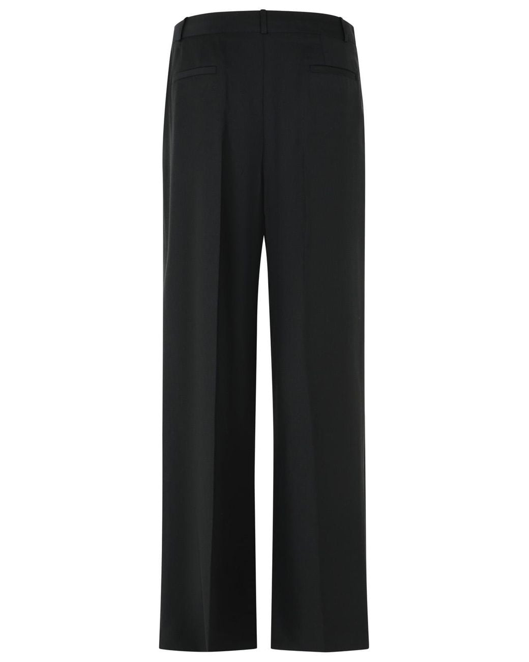 Loulou de Saison Black Sbiru Lds Pleated Virgin Wool Straight-Leg Pants