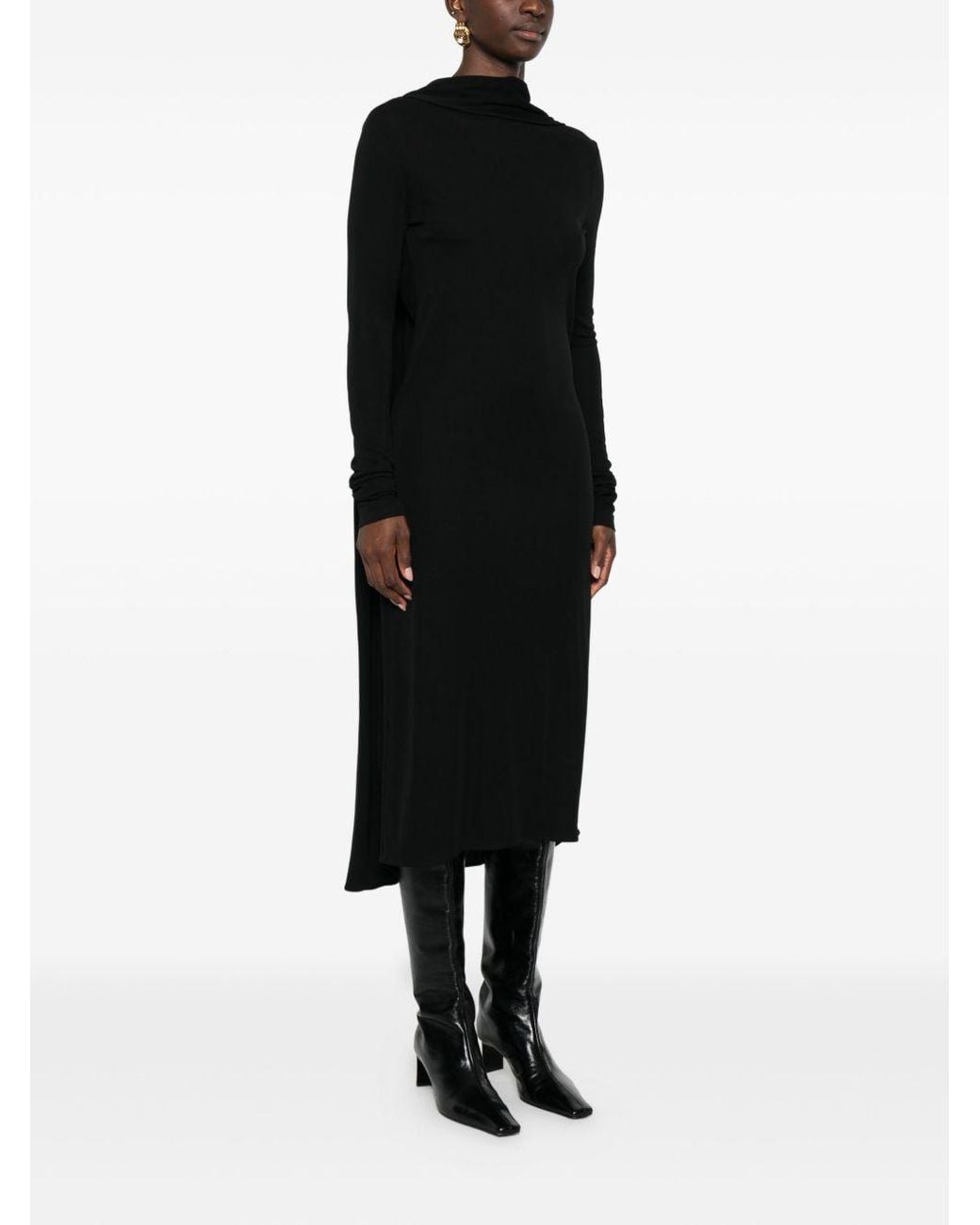 Totême Black Long Cape Dress