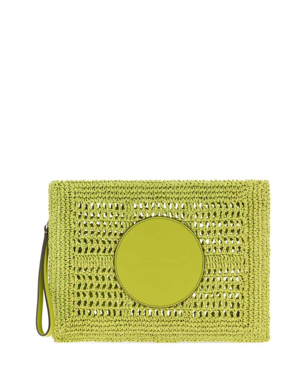 Tory Burch Yellow Light Green Raffia Ella Clutch