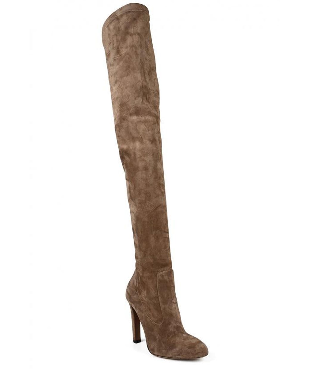 Ralph Lauren Brown Suede Almond-Toe Thigh-High Boots