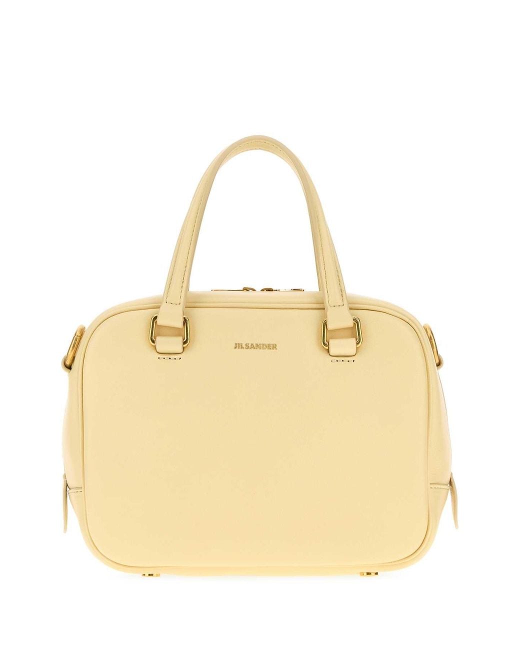 Jil Sander Metallic Cream Leather Small Vision Handbag
