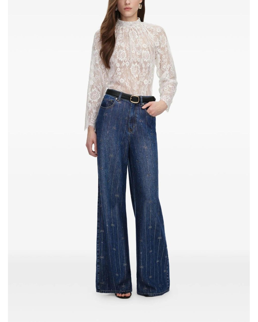 Self-Portrait Blue Lace Blouse