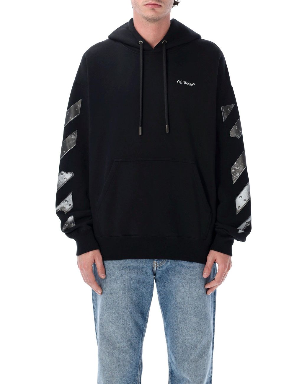 Off-White c/o Virgil Abloh Blue Metal Arrow Skate Hoodie I Cotton Sweatshirt
