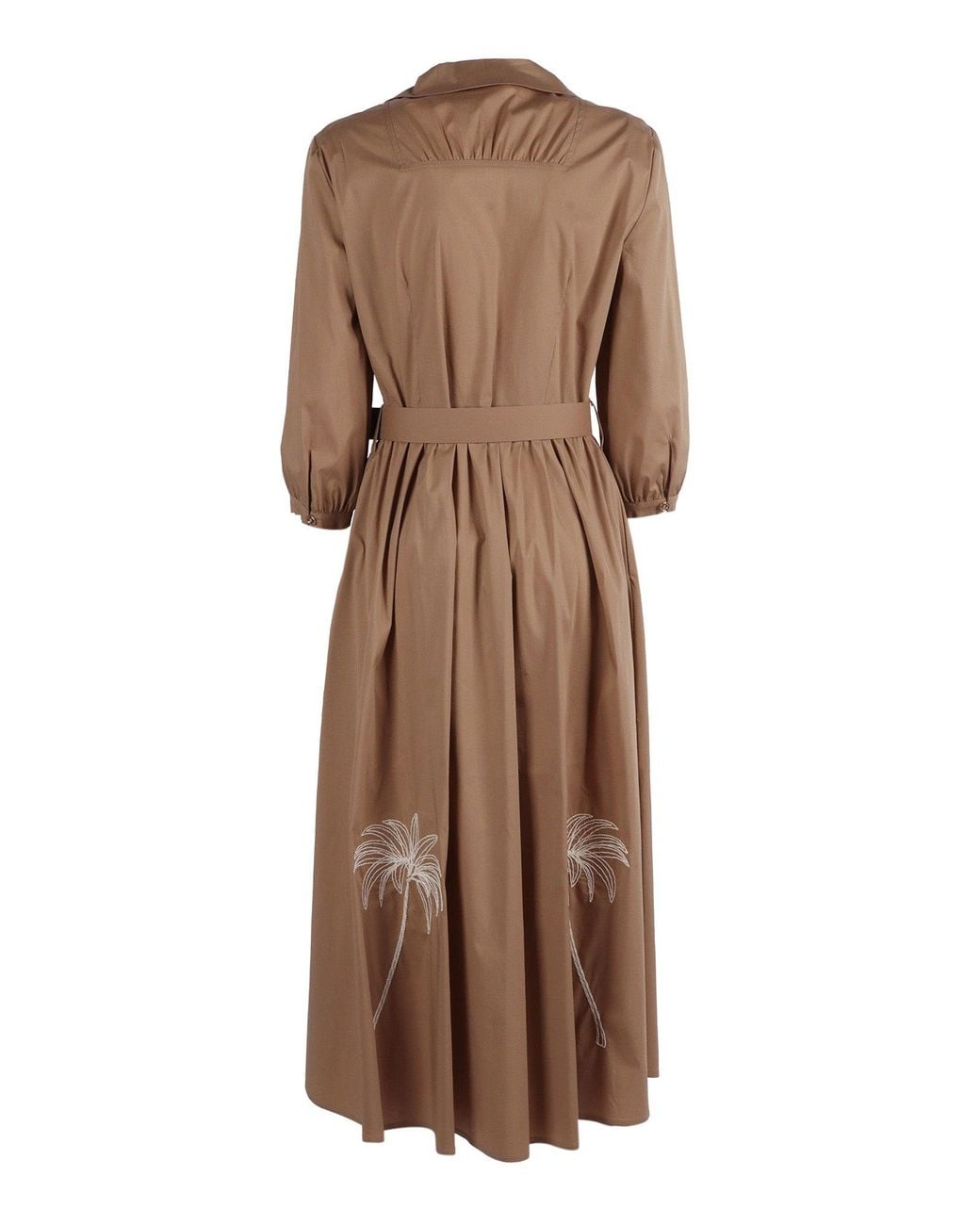 Shirtaporter Brown Abito Con Cintura E Ricami