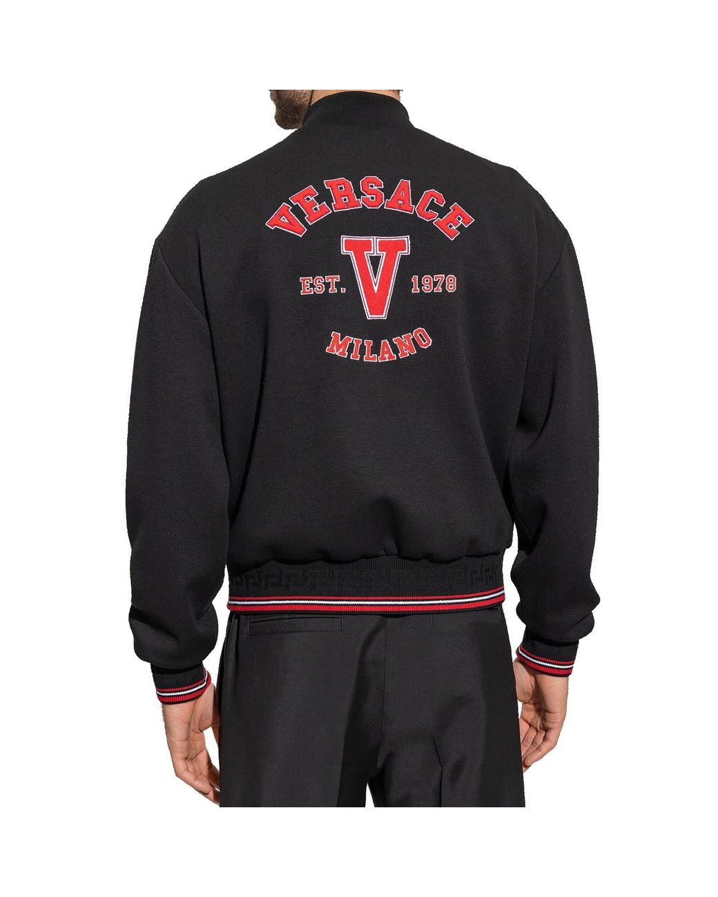 Versace Black Patch Bomber Jacket for men
