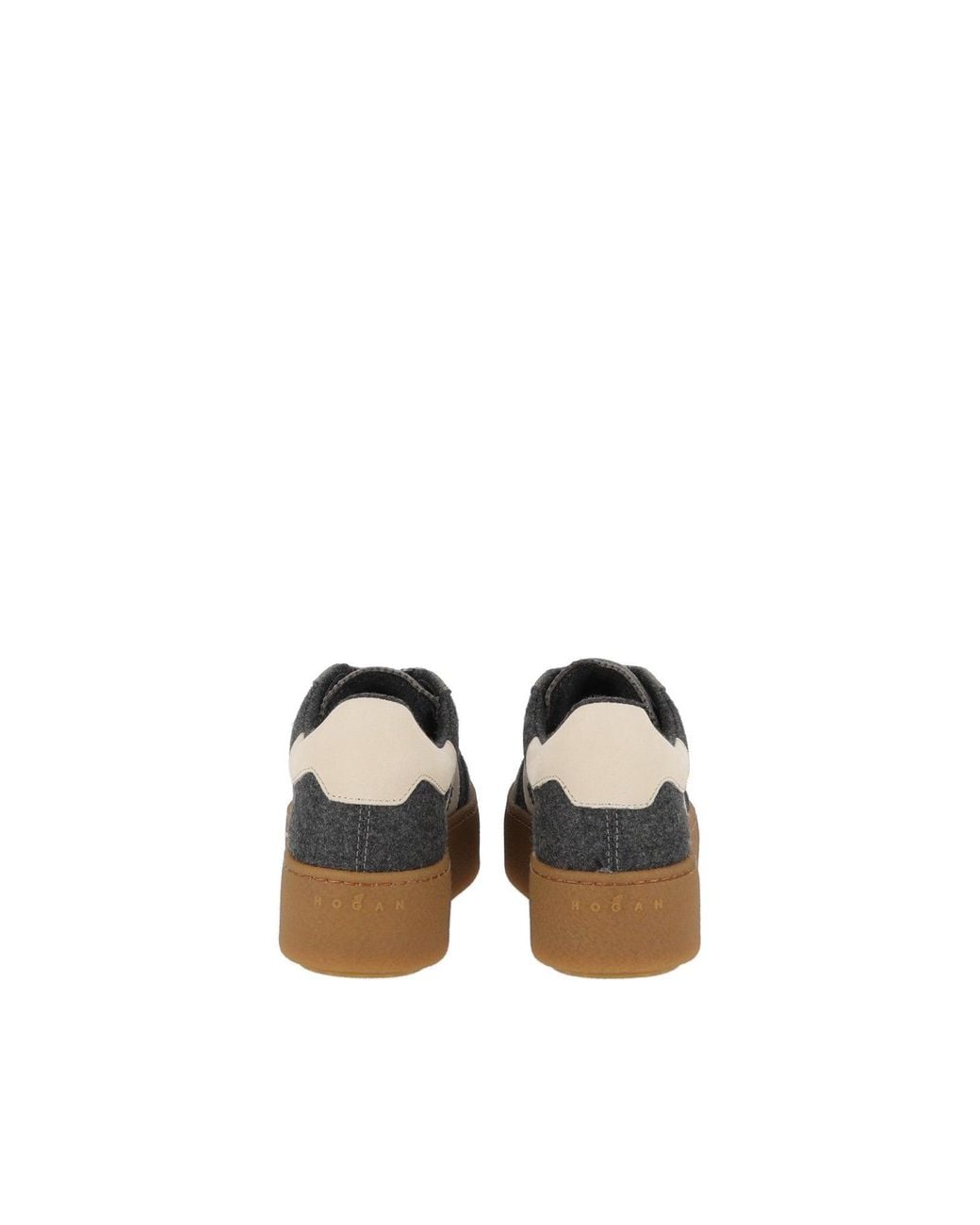 Hogan Gray Textured Cream Accent Low-Top Sneakers