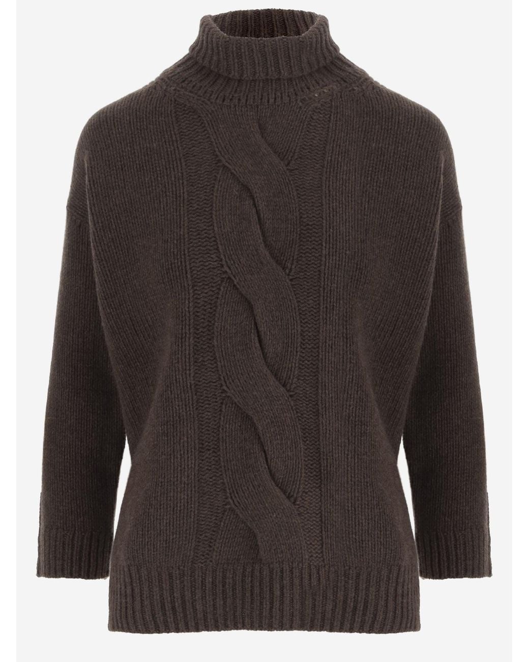 Bruno Manetti Brown Cable-Knit Sweater Virgin Wool