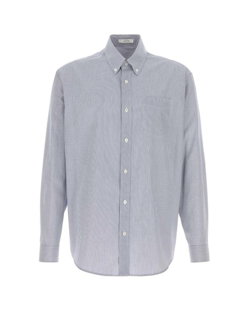 The Row Gray Embroidered Poplin Pompeo Shirt
