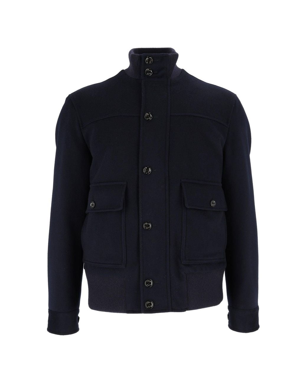 Lardini Blue Structured High Collar Jacket