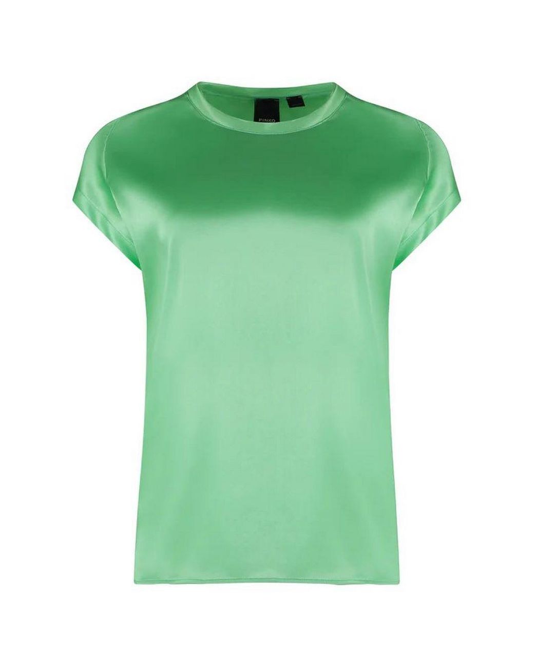 Pinko Green Silk Blend Short Sleeve Top