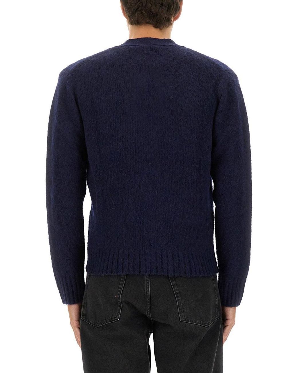 Aspesi Blue Knitted Cardigan Jumpers for men