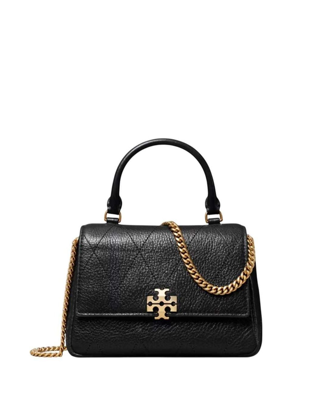 Tory Burch Black Quilted Mini Charlie Bag With Top Handle