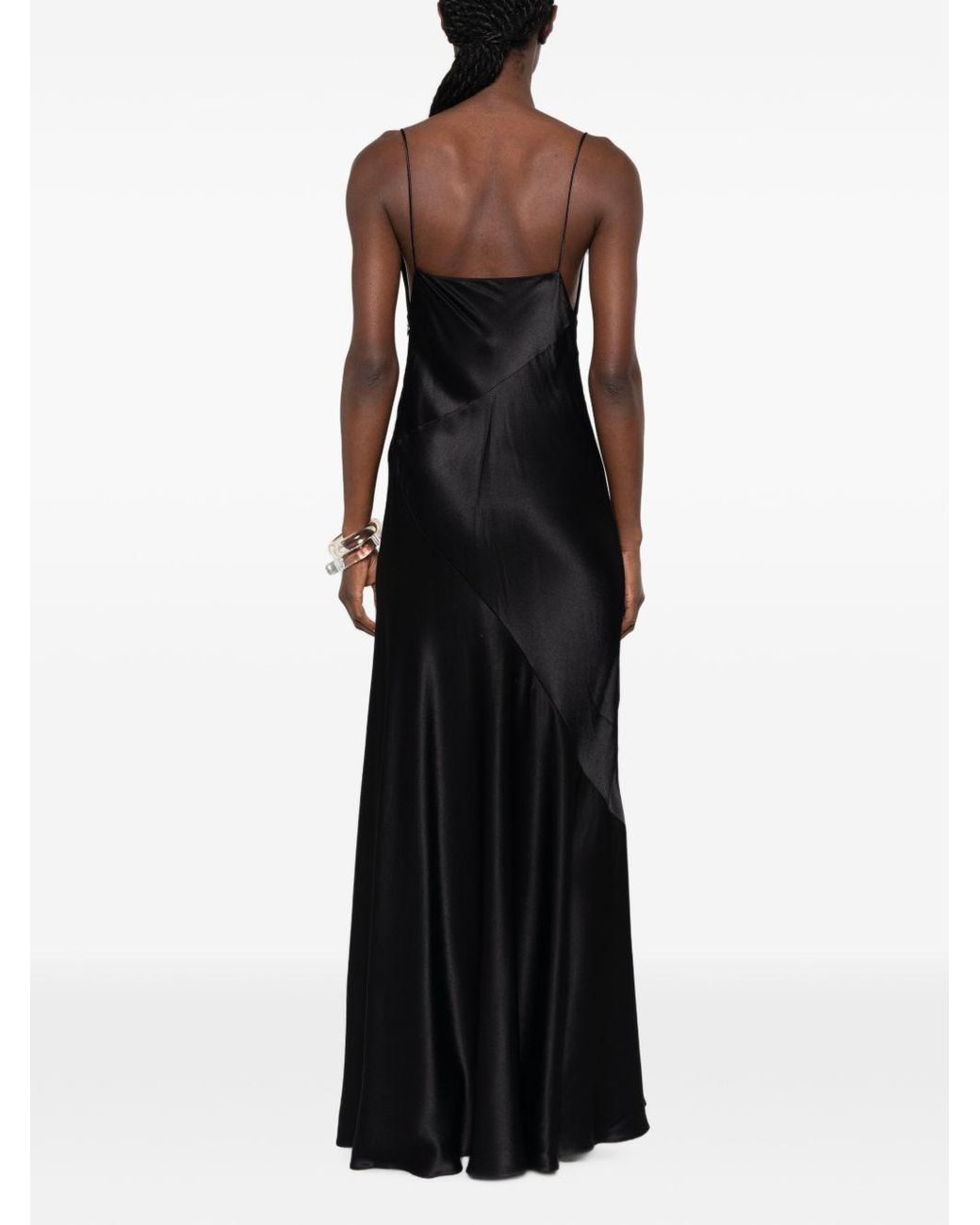 Alberta Ferretti Black Satin Long Dress