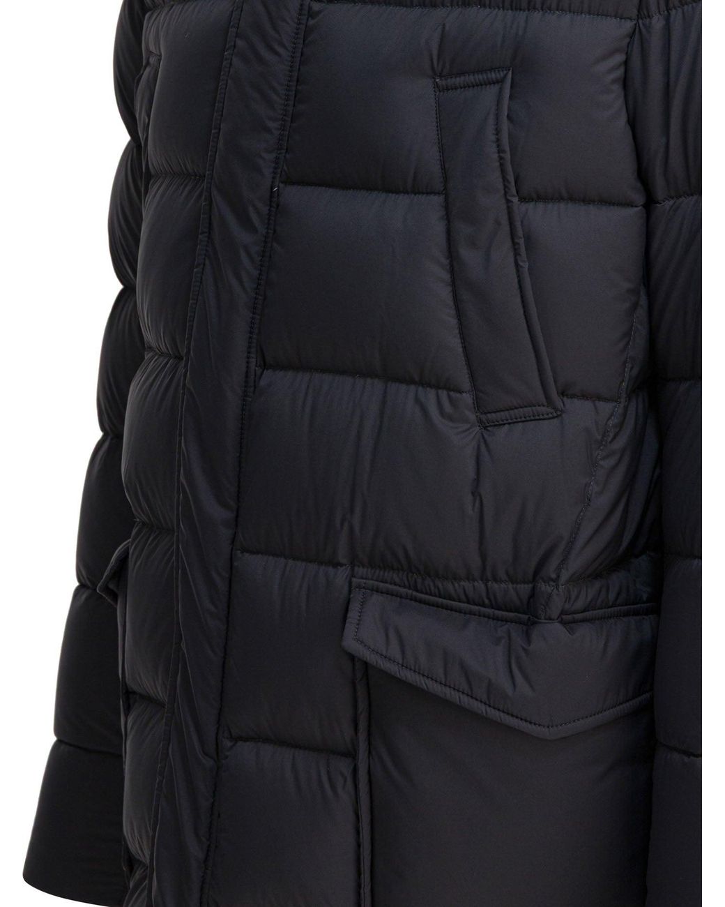 Herno Blue Long Down Jacket With Hood Jackets And Coats