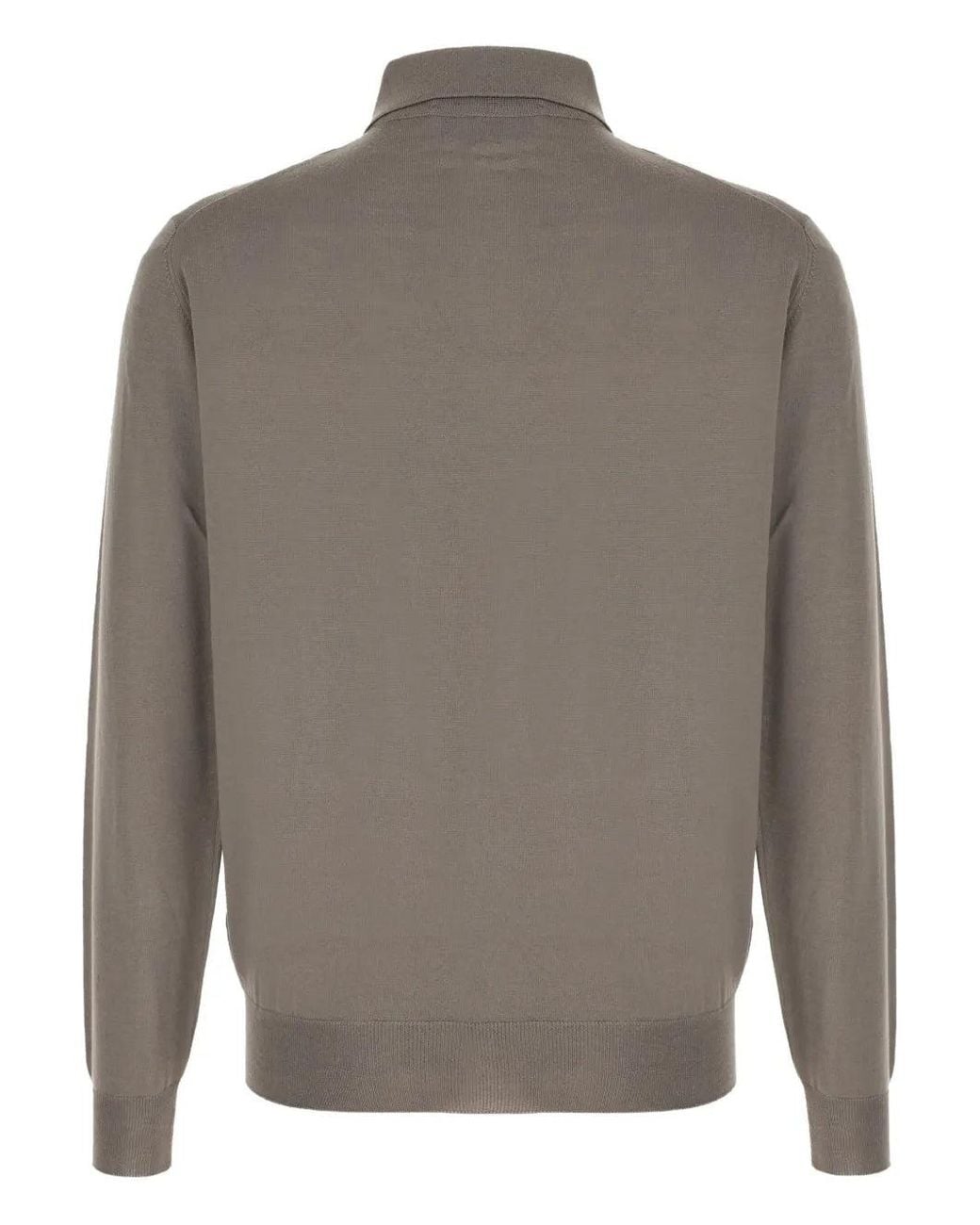 Lardini Gray Long-Sleeved Knit Polo for men