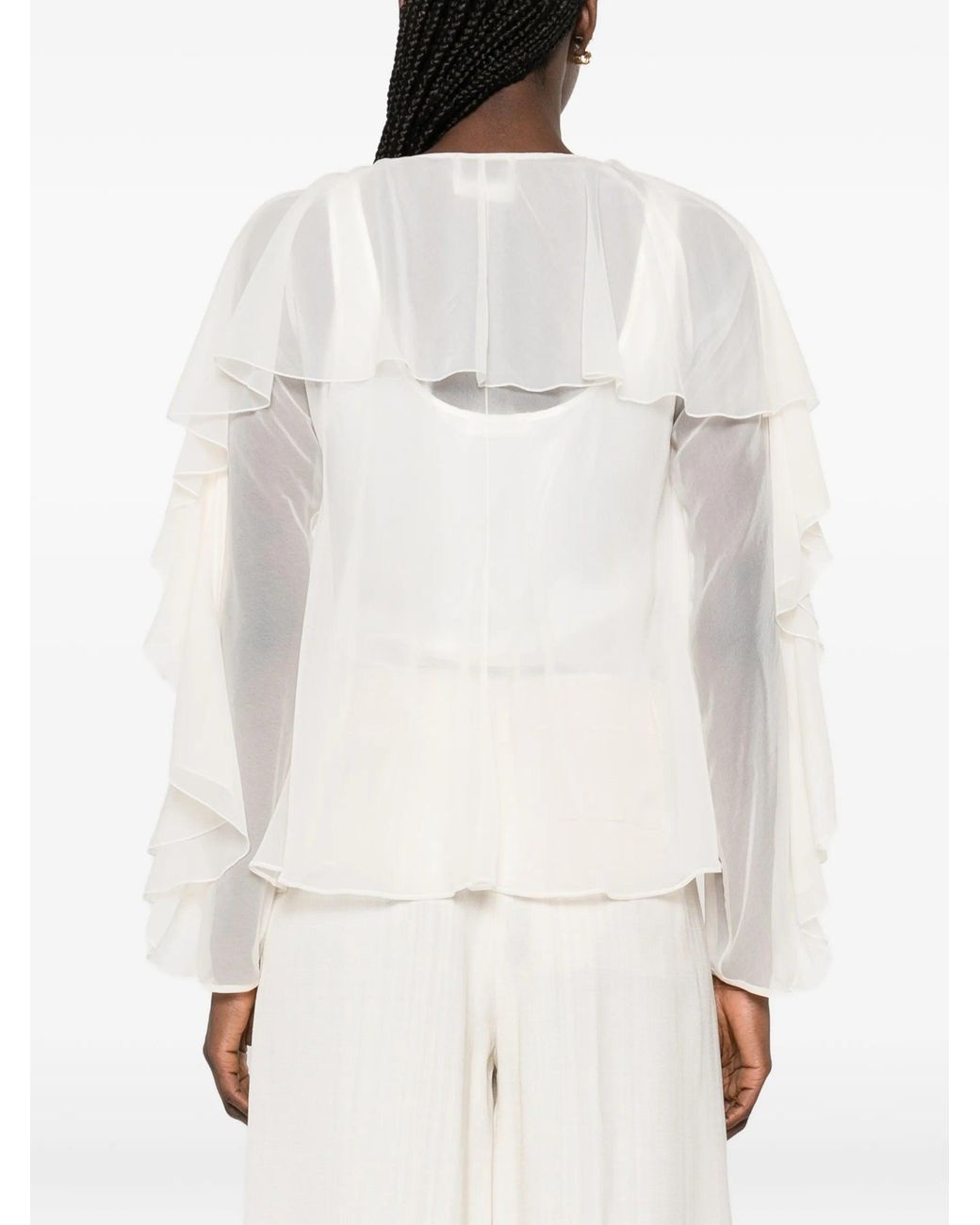 Forte_forte White Camicia Volants Contemporary Chiffon