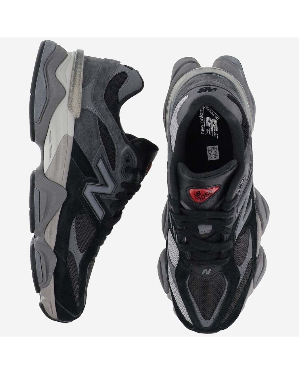 New Balance Black Sneakers 9060-Pigskin Pigskin/Mesh Trainers