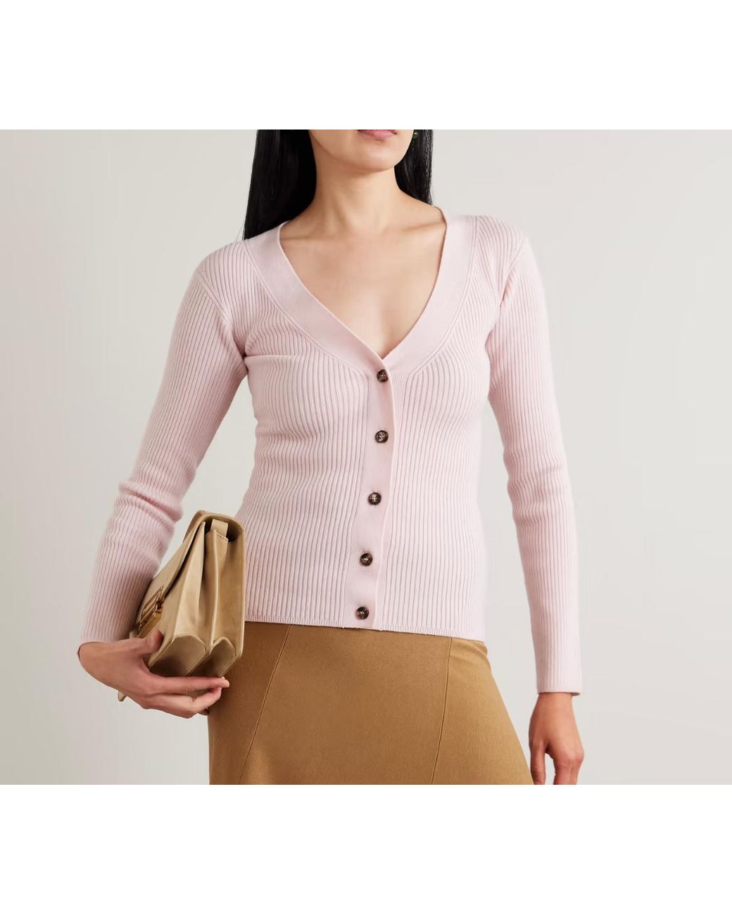 Max Mara Pink Gioiosa Ribbed Wool-Blend Cardigan