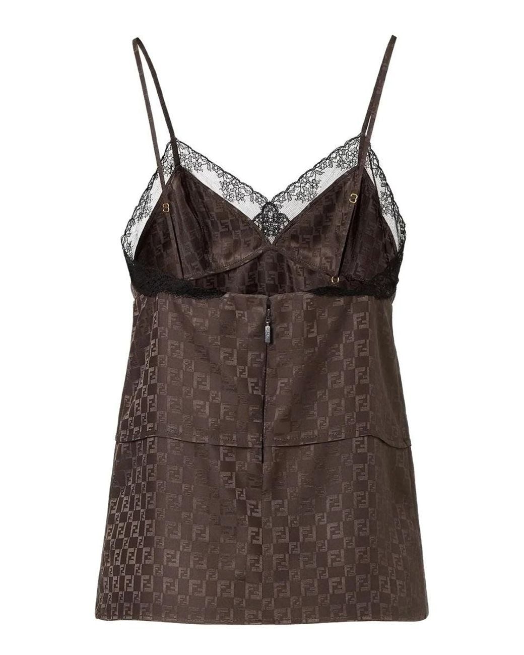 Fendi Brown Jacquard Ff Silk Top