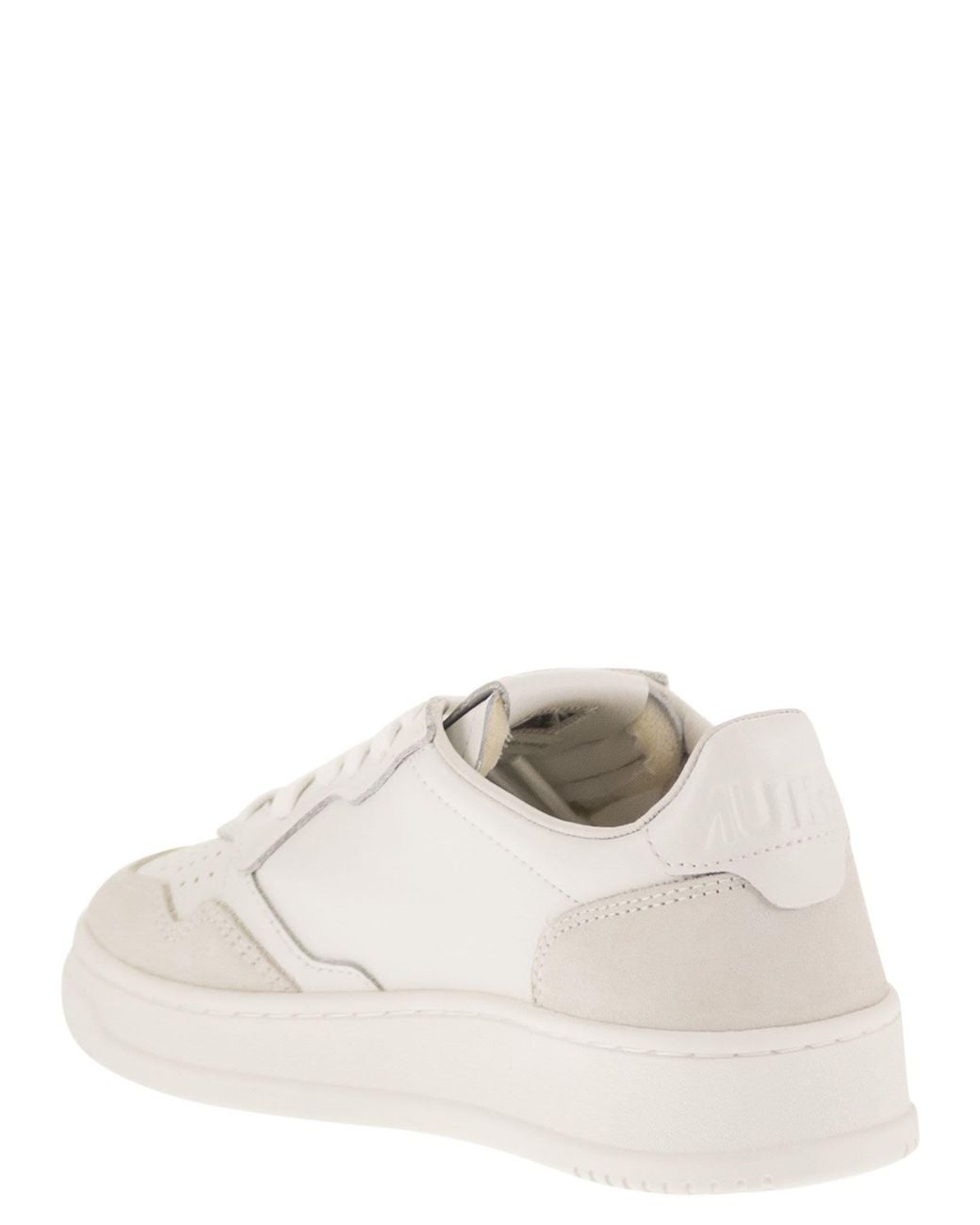 Autry White Medalist Low Leather And Suede Sneakers