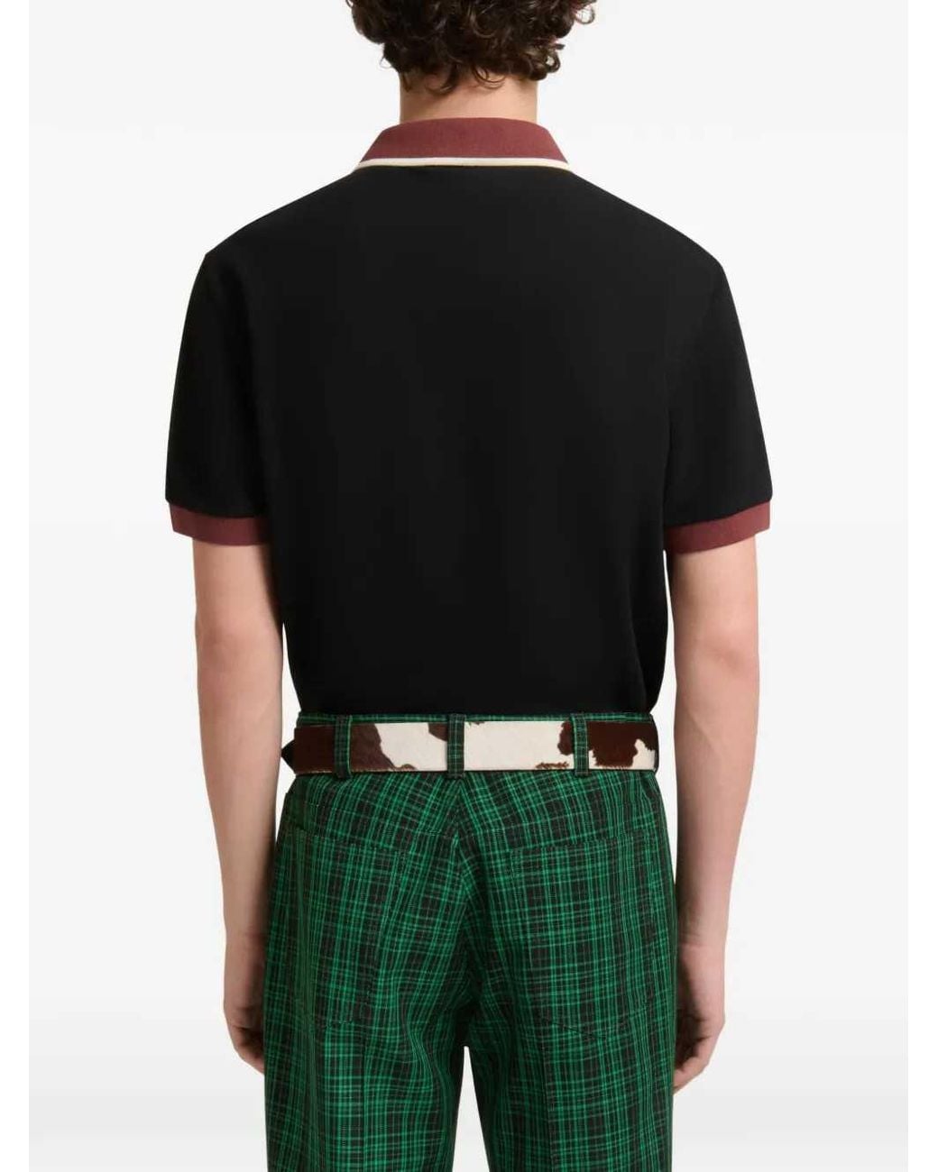 Marni Black Piqué Polo Shirt With Contrasting Trim