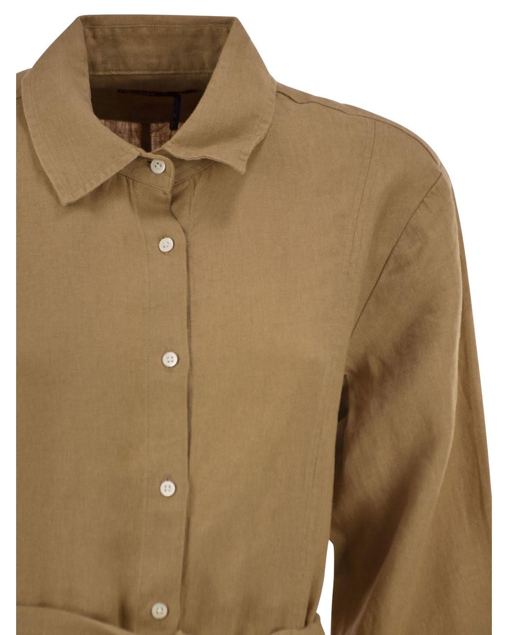 Polo Ralph Lauren Natural Long Linen Shirt Dress With Belt