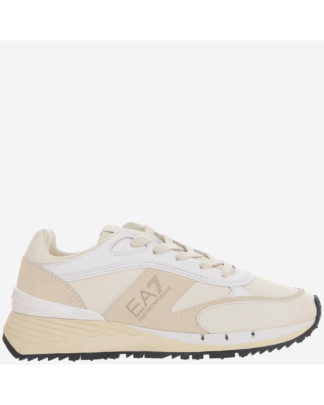EA7 White Ledersneaker mit Logo